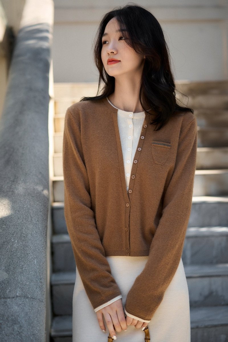 100% Cashmere Elegant Asymmetrical Long - Sleeve Cardigan - ShopKing.com