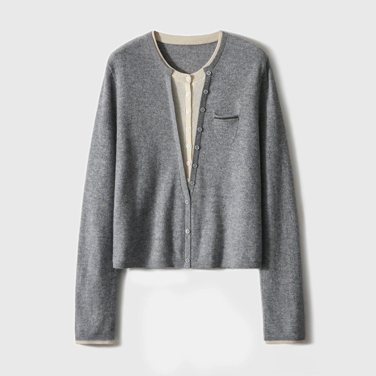 100% Cashmere Elegant Asymmetrical Long - Sleeve Cardigan - ShopKing.com