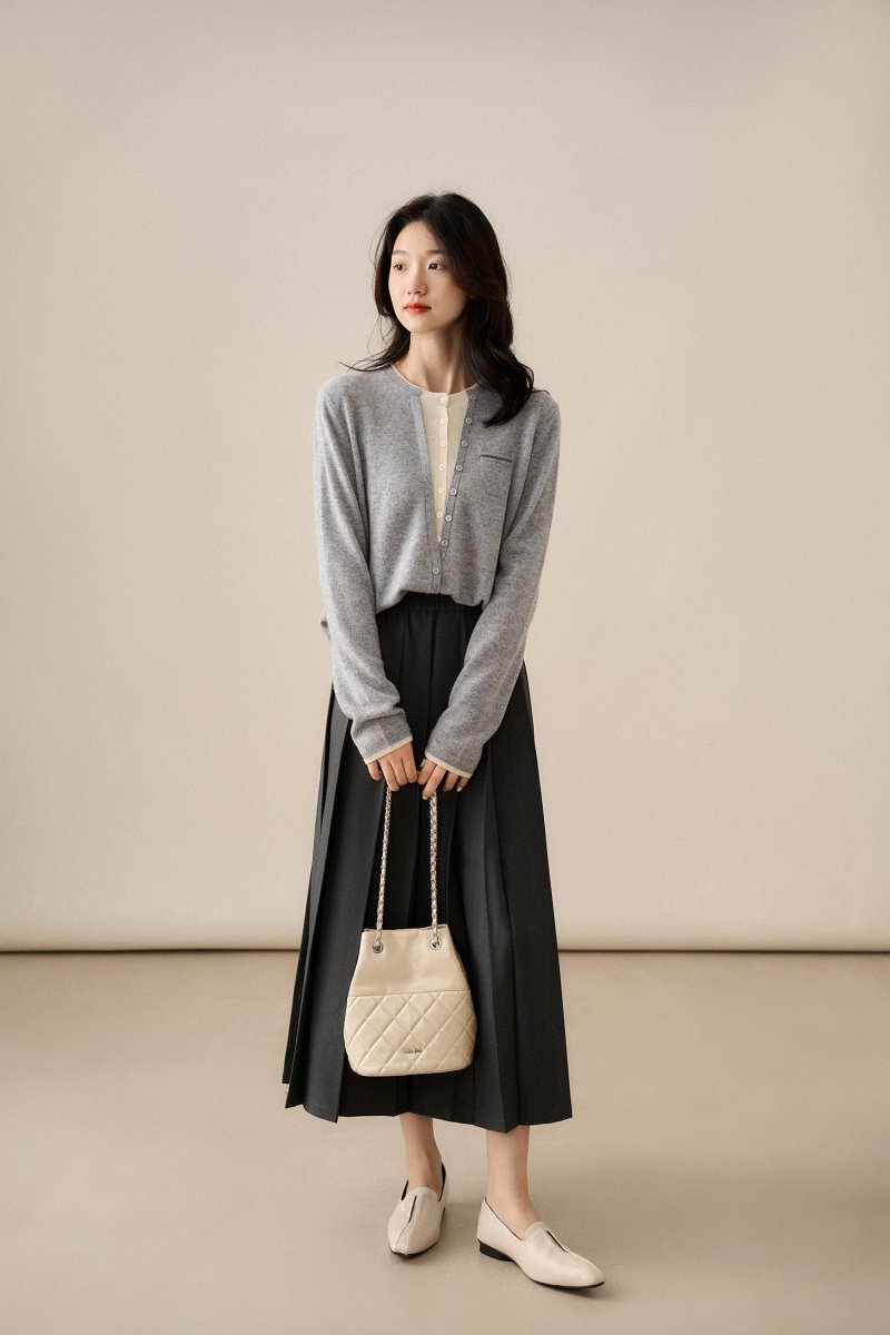 100% Cashmere Elegant Asymmetrical Long - Sleeve Cardigan - ShopKing.com