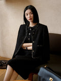 Alpaca Tweed Coat Dress | Night Black Sparkling Series - ShopKing.com