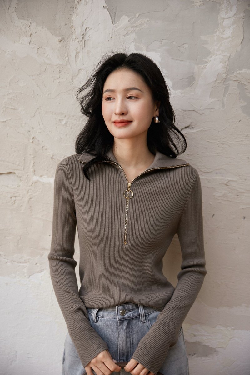 Elegant Double - Layer Collared Wool Knit Pullover - ShopKing.com