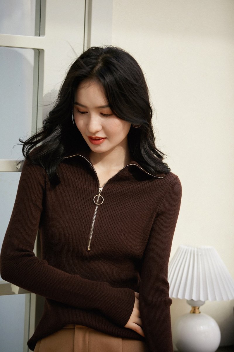 Elegant Double - Layer Collared Wool Knit Pullover - ShopKing.com