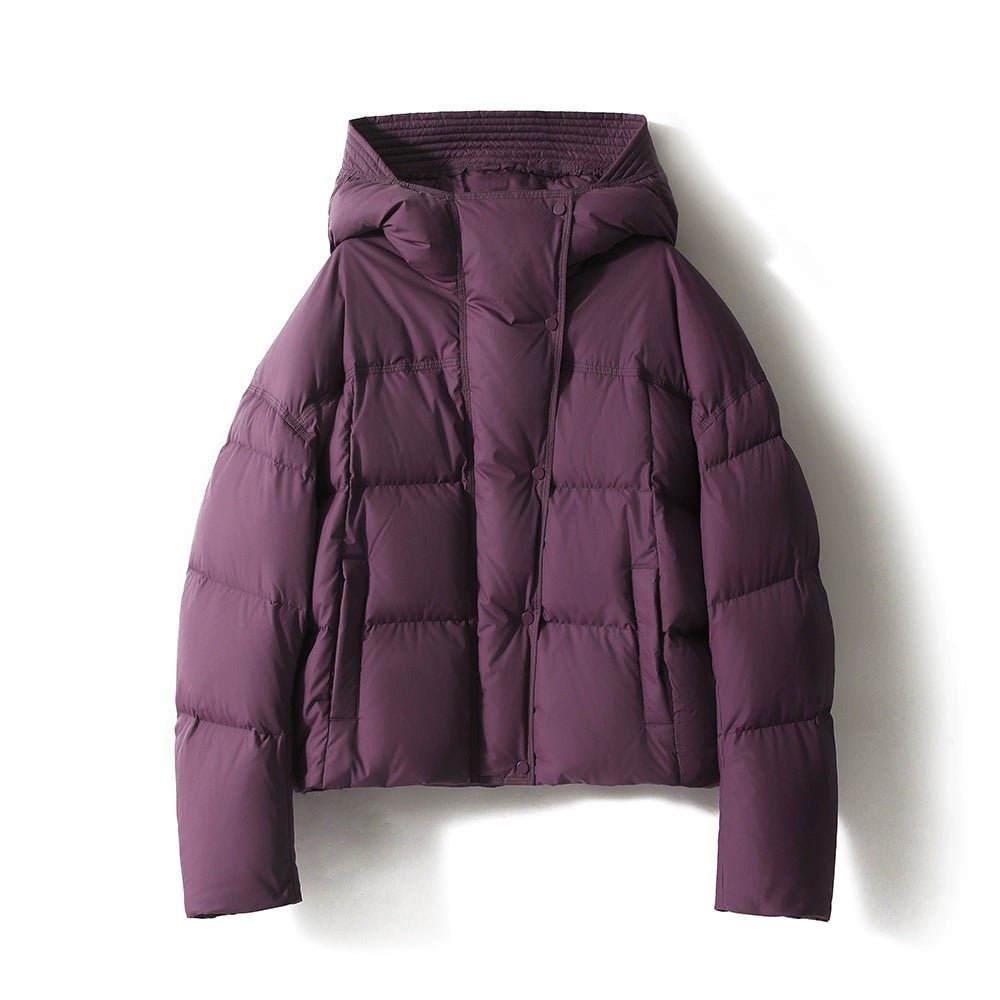 Elegant Down Puffer Coat | Italian Plum & Almond Cream Collection - ShopKing.com