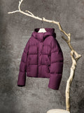 Elegant Down Puffer Coat | Italian Plum & Almond Cream Collection - ShopKing.com