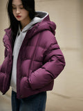 Elegant Down Puffer Coat | Italian Plum & Almond Cream Collection - ShopKing.com