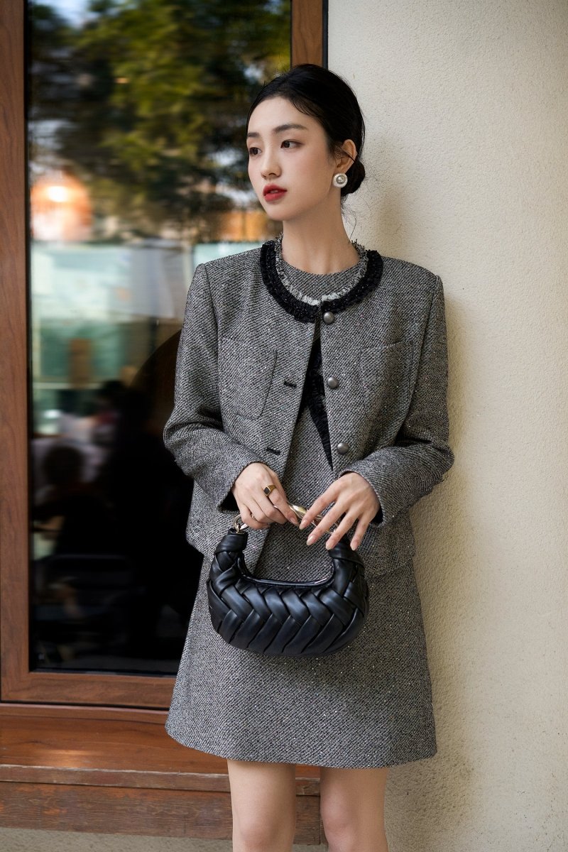 [Fragrance Miu Set] Stranded Craft Vest Skirt Dress Jacket - ShopKing.com