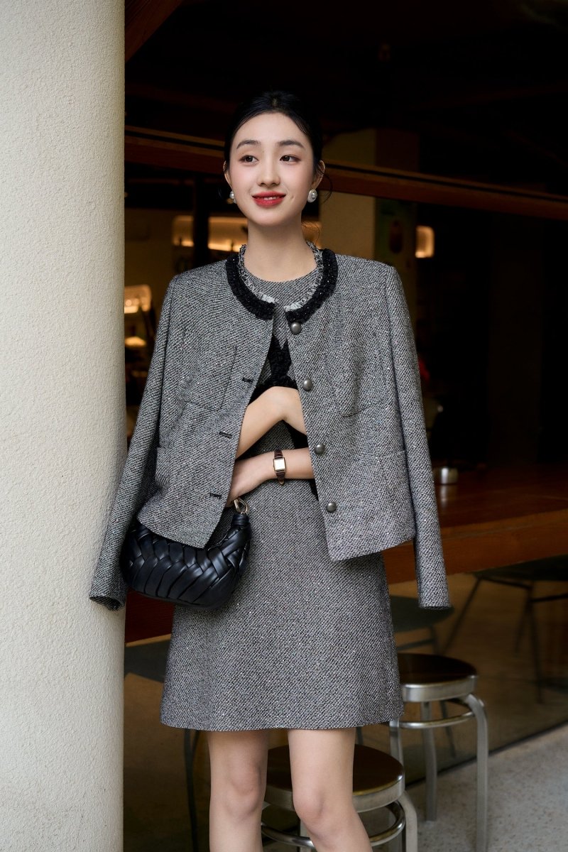 [Fragrance Miu Set] Stranded Craft Vest Skirt Dress Jacket - ShopKing.com