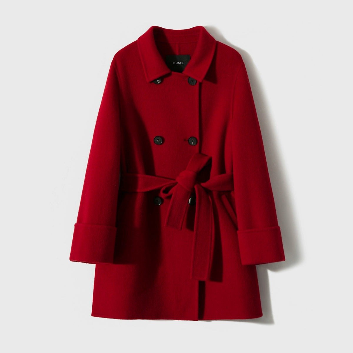 Maillard Camel Wool - Silk Blend Double - Faced Women Coat - ShopKing.com