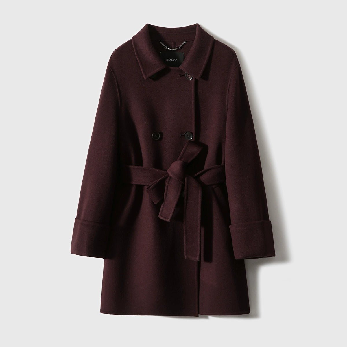 Maillard Camel Wool - Silk Blend Double - Faced Women Coat - ShopKing.com