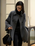 Maillard Camel Wool - Silk Blend Double - Faced Women Coat - ShopKing.com