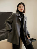 Maillard Camel Wool - Silk Blend Double - Faced Women Coat - ShopKing.com