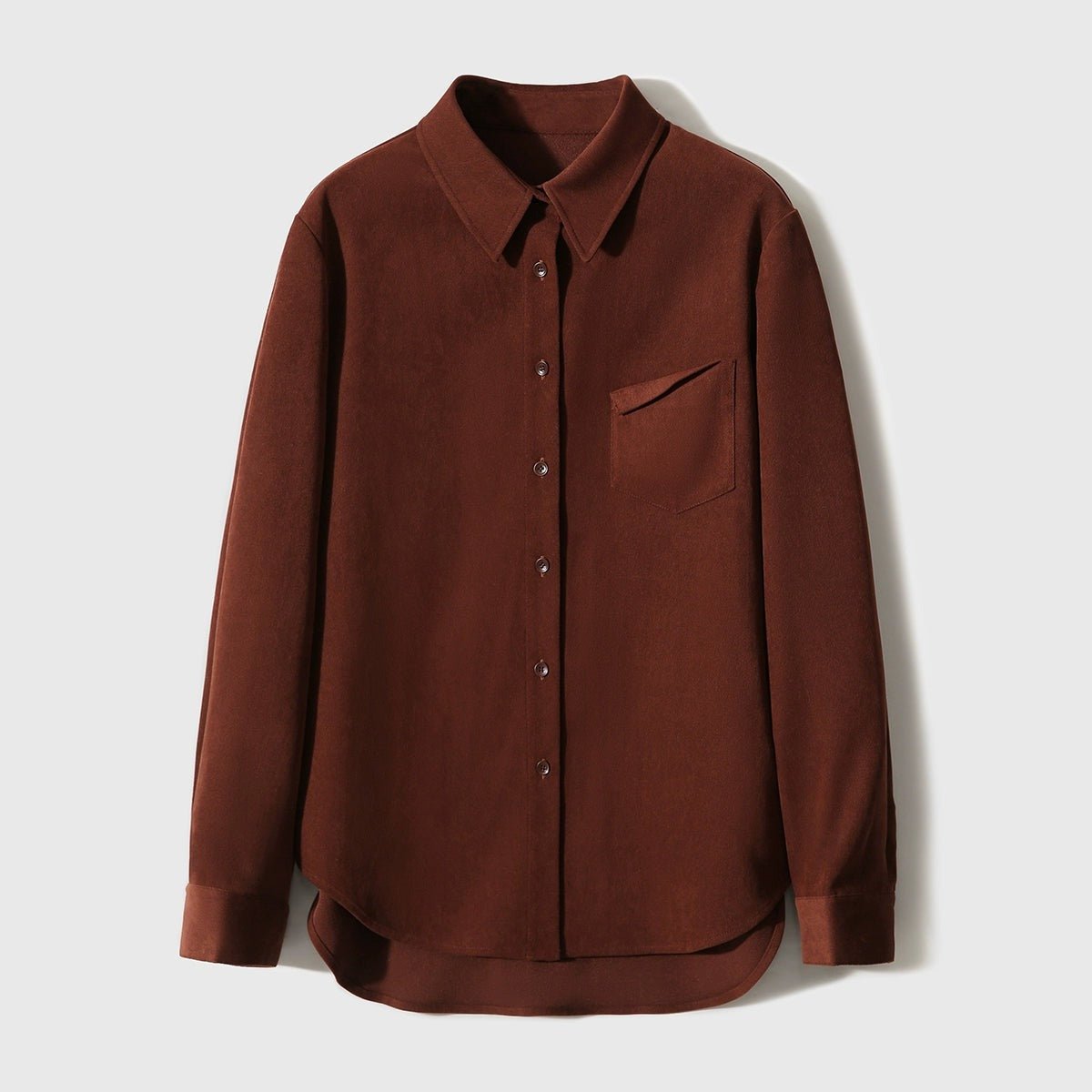 Maillard Caramel Brown Women's Corduroy Shirt Top - ShopKing.com