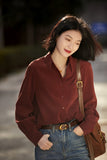 Maillard Caramel Brown Women's Corduroy Shirt Top - ShopKing.com