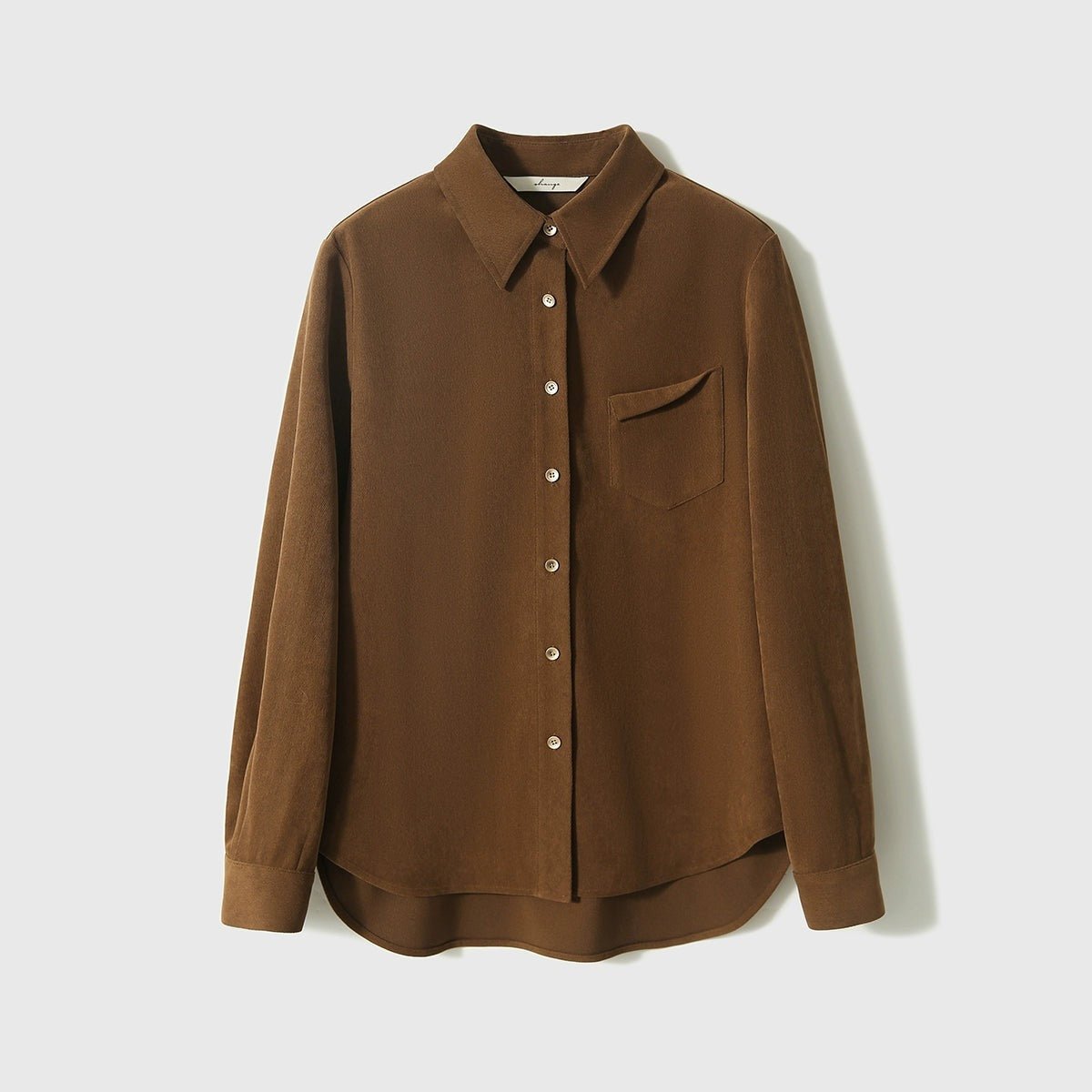 Maillard Caramel Brown Women's Corduroy Shirt Top - ShopKing.com