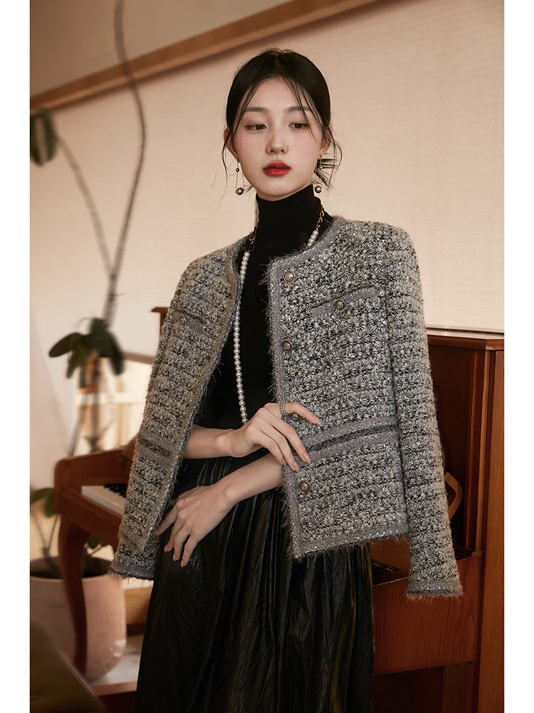 Mixed Diamond Grey Sweater | Multi - Material Blend Sweater - ShopKing.com