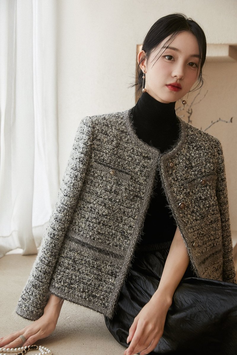 Mixed Diamond Grey Sweater | Multi - Material Blend Sweater - ShopKing.com