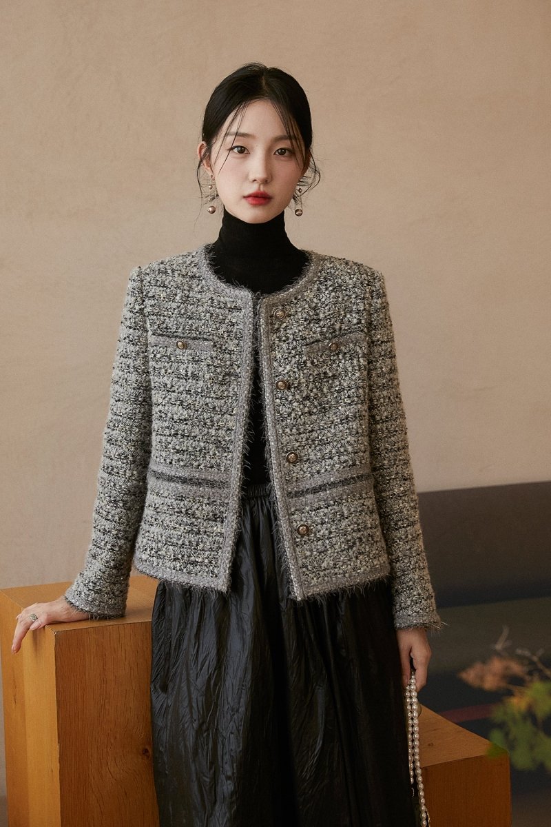 Mixed Diamond Grey Sweater | Multi - Material Blend Sweater - ShopKing.com