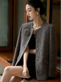 Pavilion Camellia Alpaca Wool Tweed Coat Female - ShopKing.com