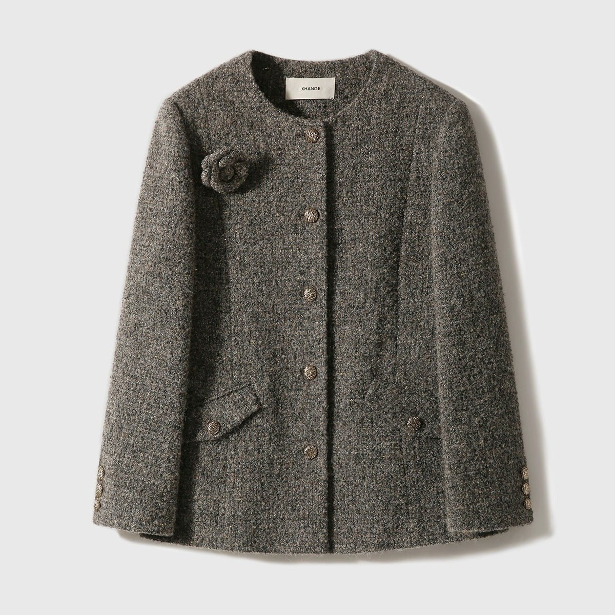 Pavilion Camellia Alpaca Wool Tweed Coat Female - ShopKing.com