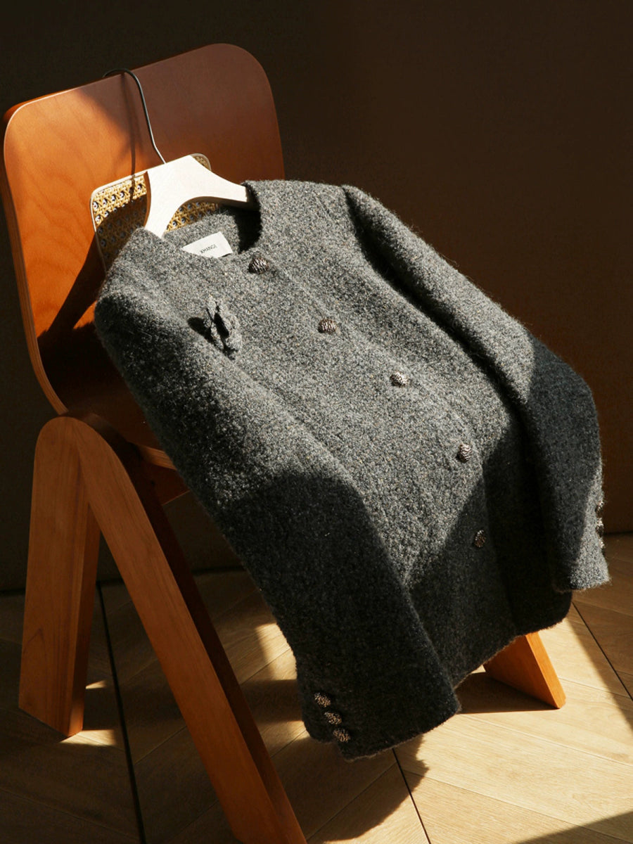 Pavilion Camellia Alpaca Wool Tweed Coat Female - ShopKing.com