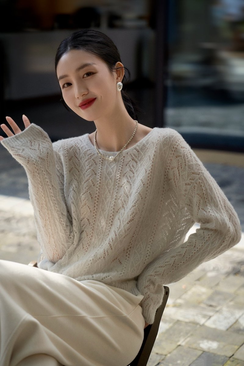 Silk Cashmere Xhange Sweatshirt | Loose Knit Cardigan/Pullover - ShopKing.com