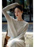 Silk Cashmere Xhange Sweatshirt | Loose Knit Cardigan/Pullover - ShopKing.com