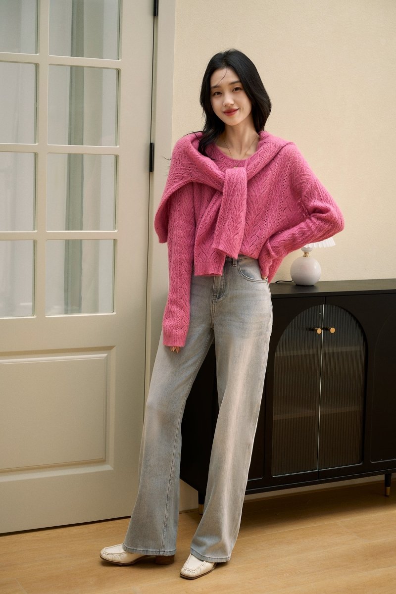 Silk Cashmere Xhange Sweatshirt | Loose Knit Cardigan/Pullover - ShopKing.com