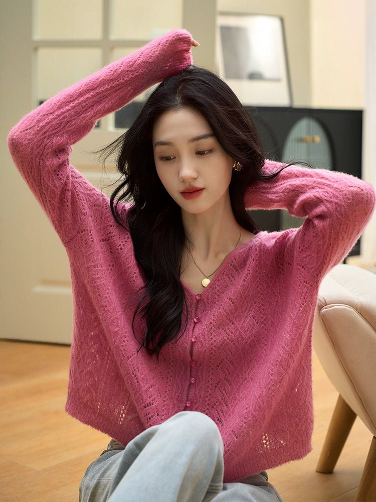 Silk Cashmere Xhange Sweatshirt | Loose Knit Cardigan/Pullover - ShopKing.com