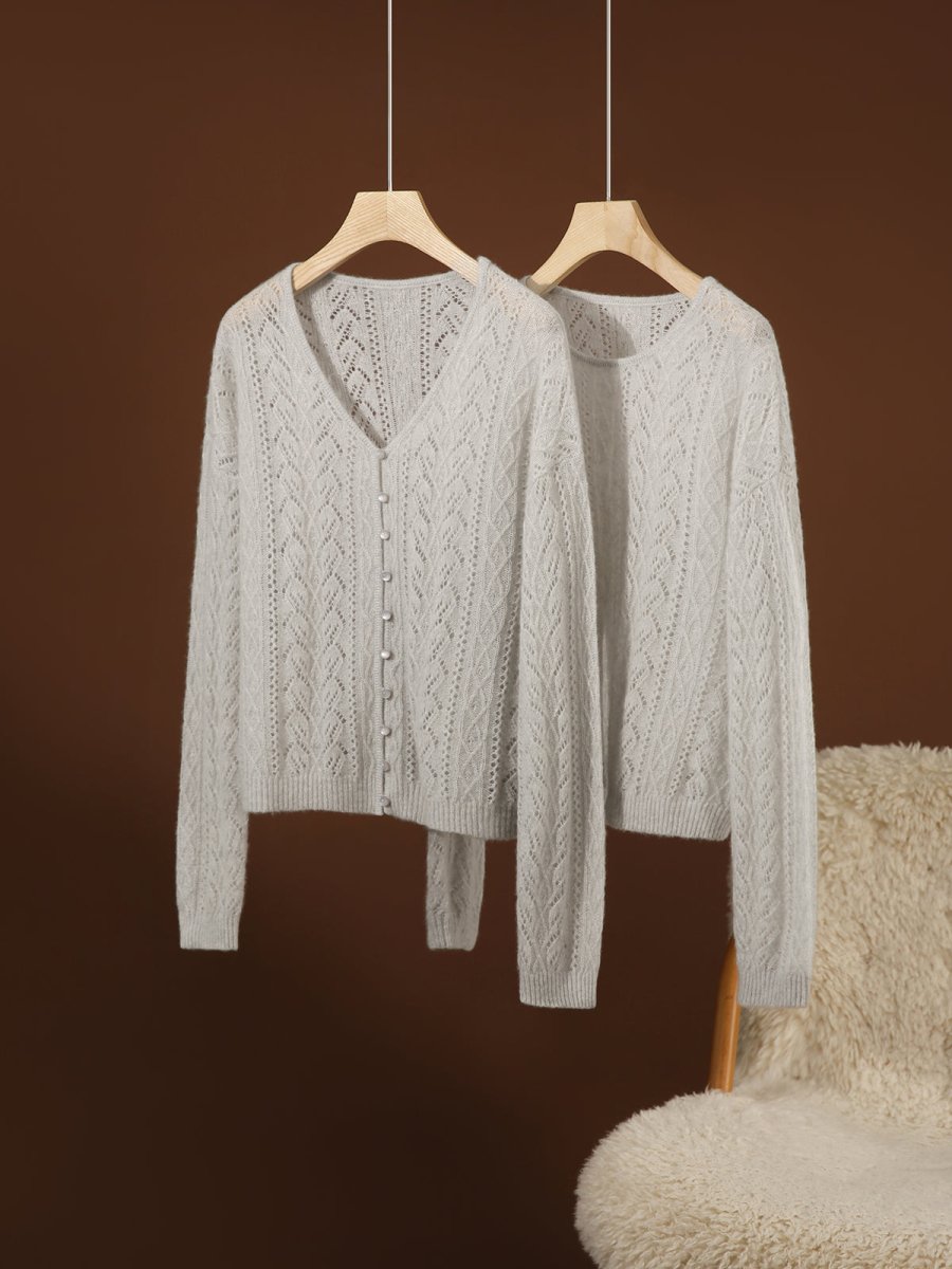 Silk Cashmere Xhange Sweatshirt | Loose Knit Cardigan/Pullover - ShopKing.com