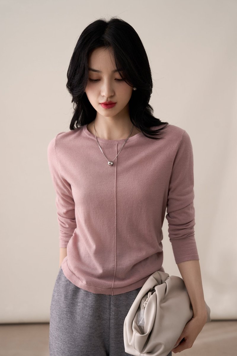 [Small Man Waist] Wool Pleated Knit Women's Sweater - ShopKing.com