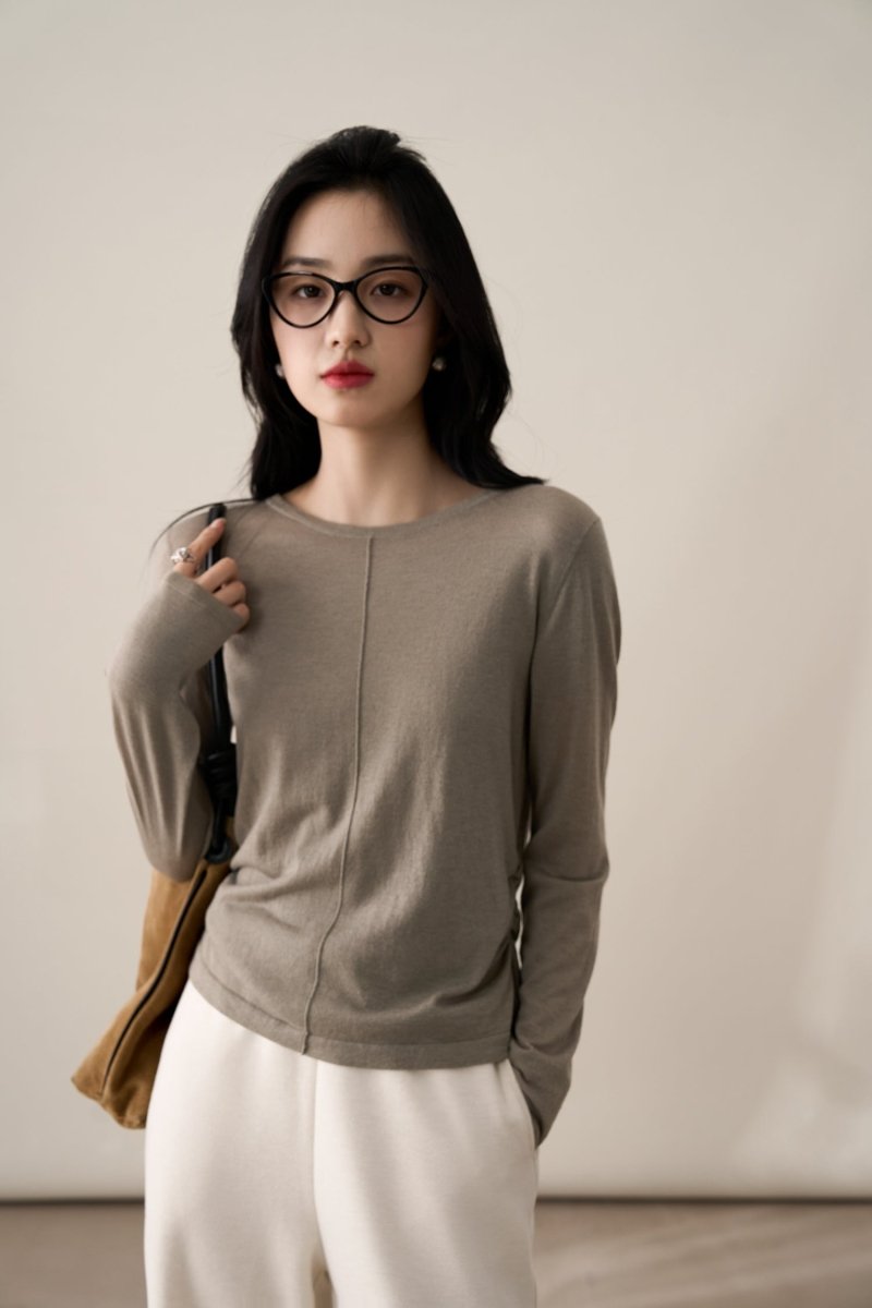 [Small Man Waist] Wool Pleated Knit Women's Sweater - ShopKing.com