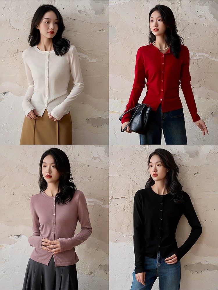 [Small Man Waist] Wool Pleated Knit Women's Sweater - ShopKing.com