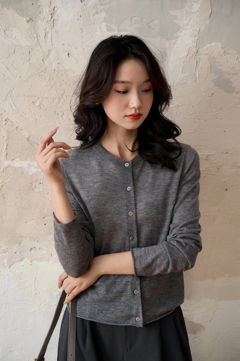 Superfine Merino Wool Seamless Knit Cardigan Sweater - ShopKing.com