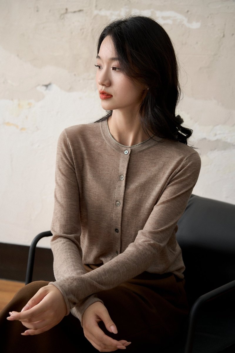 Superfine Merino Wool Seamless Knit Cardigan Sweater - ShopKing.com