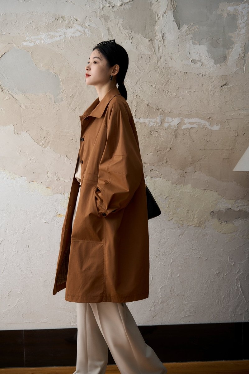 Timeless Mid - Length Trench Coat | Classic Black & Royal Harbor - ShopKing.com