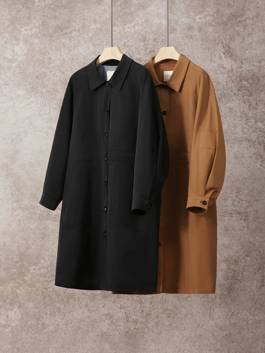 Timeless Mid - Length Trench Coat | Classic Black & Royal Harbor - ShopKing.com