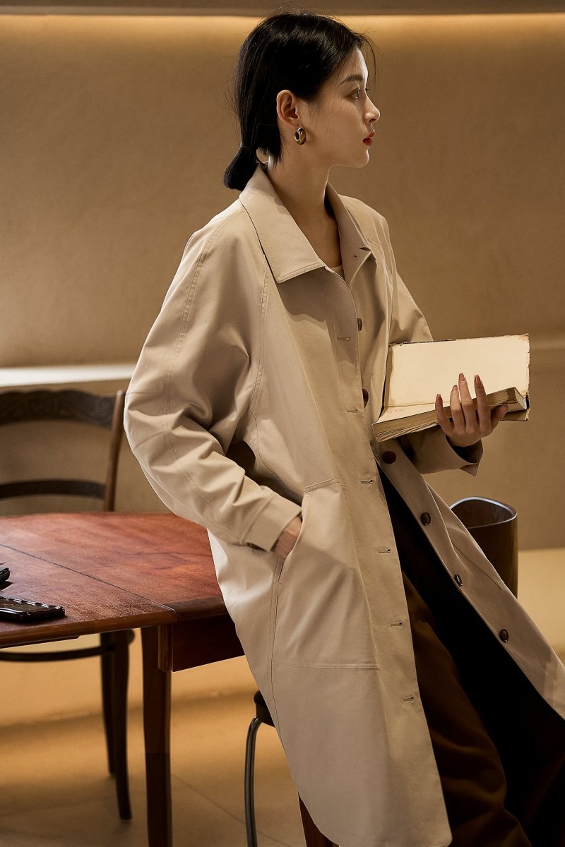 Timeless Mid - Length Trench Coat | Classic Black & Royal Harbor - ShopKing.com