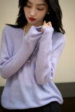 V - neck Cashmere Silk Pullover Sweater Women - ShopKing.com