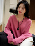 V - neck Cashmere Silk Pullover Sweater Women - ShopKing.com