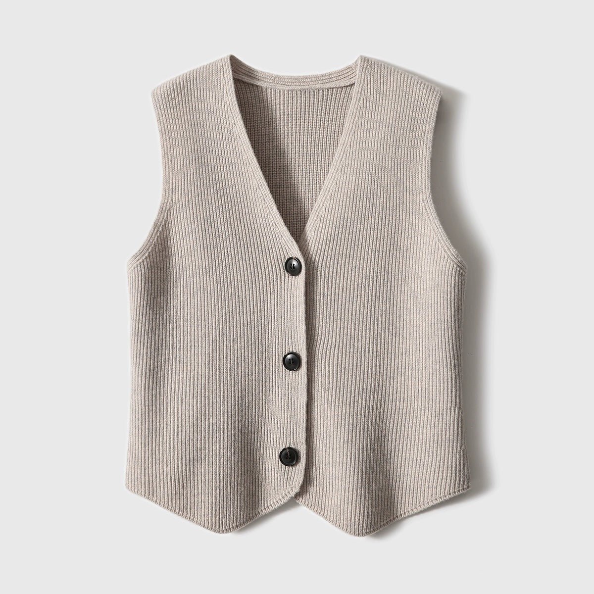 Wool - Cashmere Vest: Italian Craft for Women in Beige and Gray - ShopKing.com