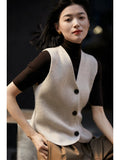 Wool - Cashmere Vest: Italian Craft for Women in Beige and Gray - ShopKing.com