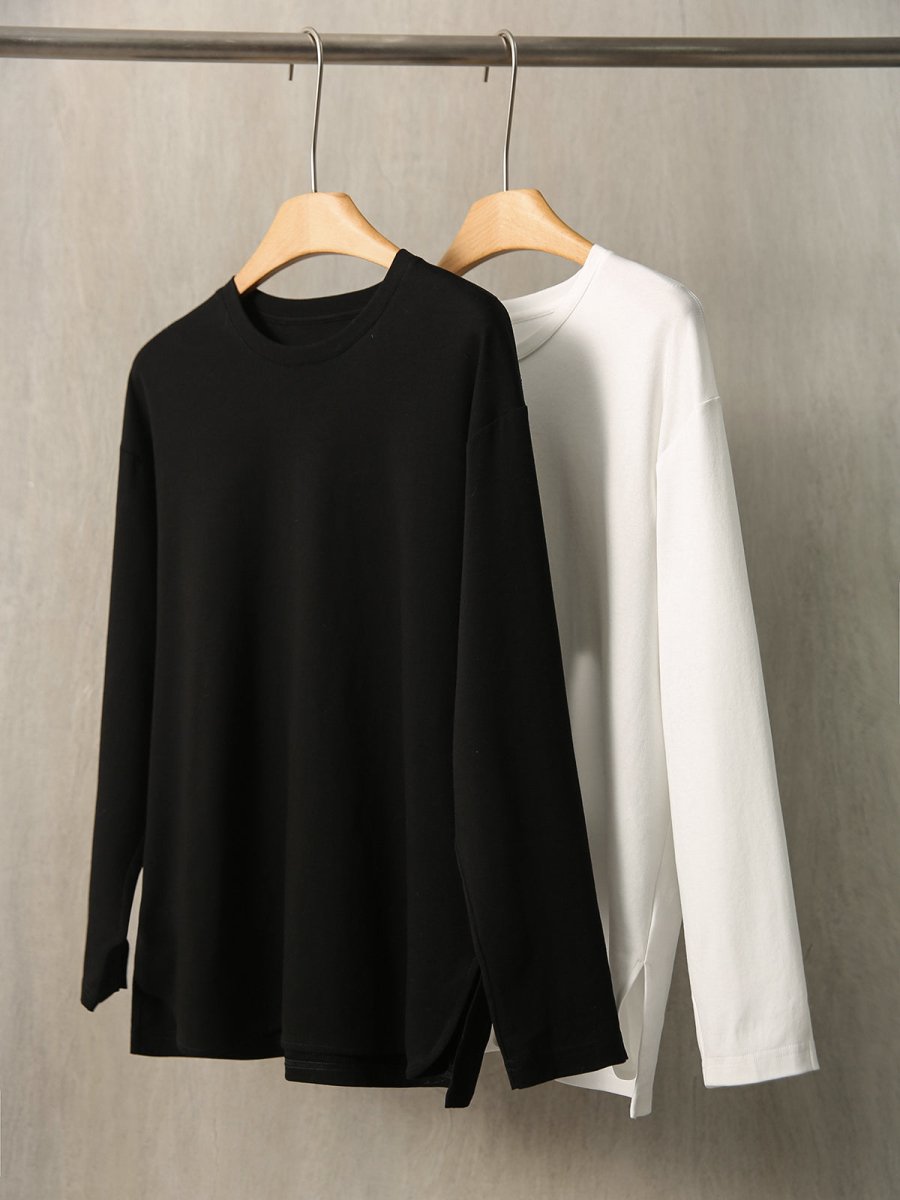 Wool - Cotton T-Shirt | Niche Long Sleeve Women's Top - ShopKing.com