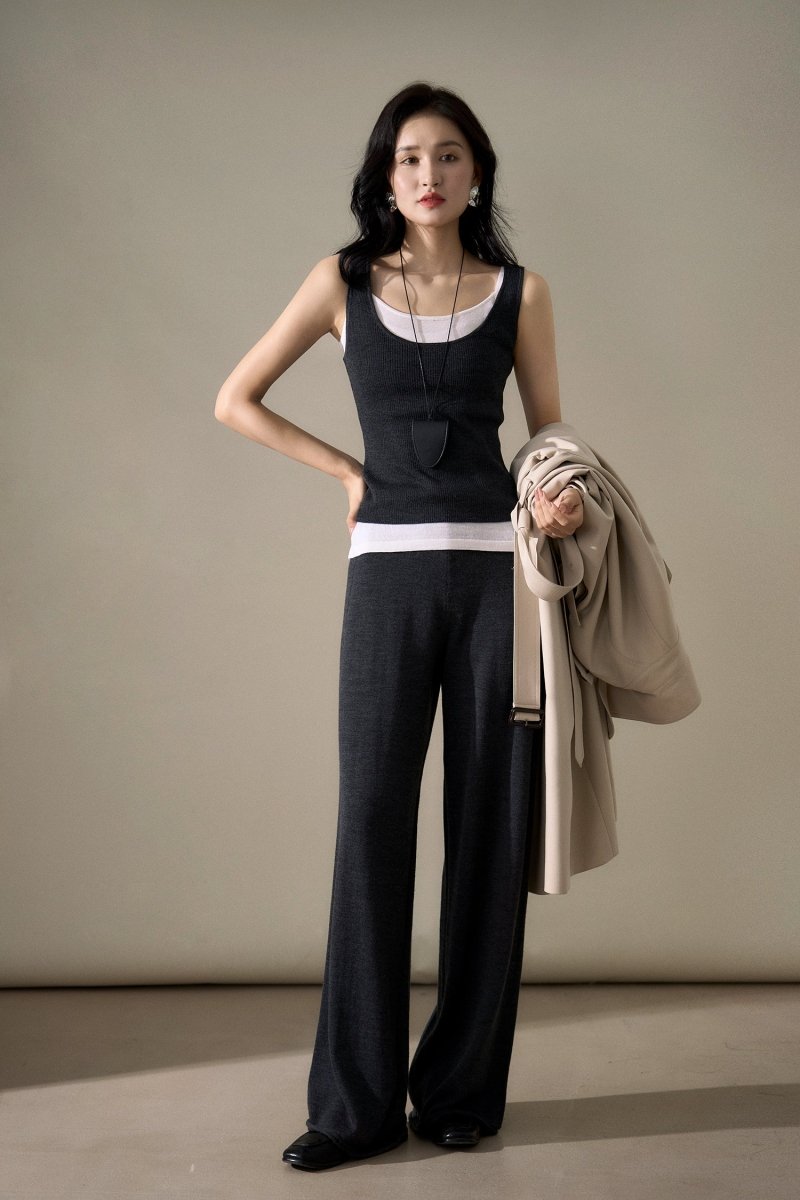 Wool - Silk Knitwear Set | Vest, Cardigan & Pants - ShopKing.com