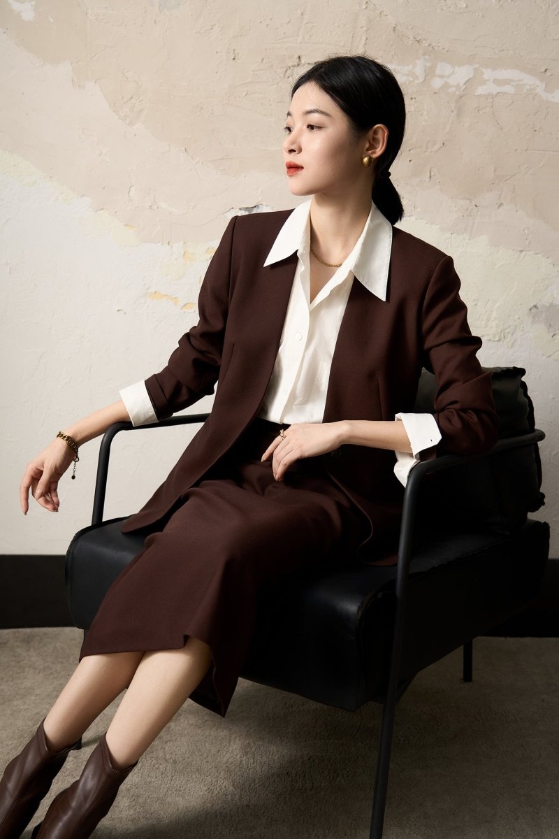 Worsted Vest Suit Wide - leg Pants Skirt, Wool Suit Set - ShopKing.com