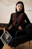 Worsted Vest Suit Wide - leg Pants Skirt, Wool Suit Set - ShopKing.com