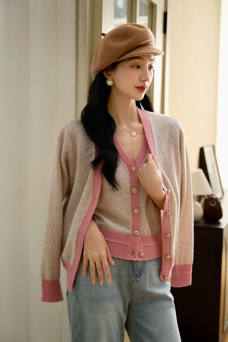 Xhange Cashmere - Wool Knitwear Set | Vest & Cardigan - ShopKing.com