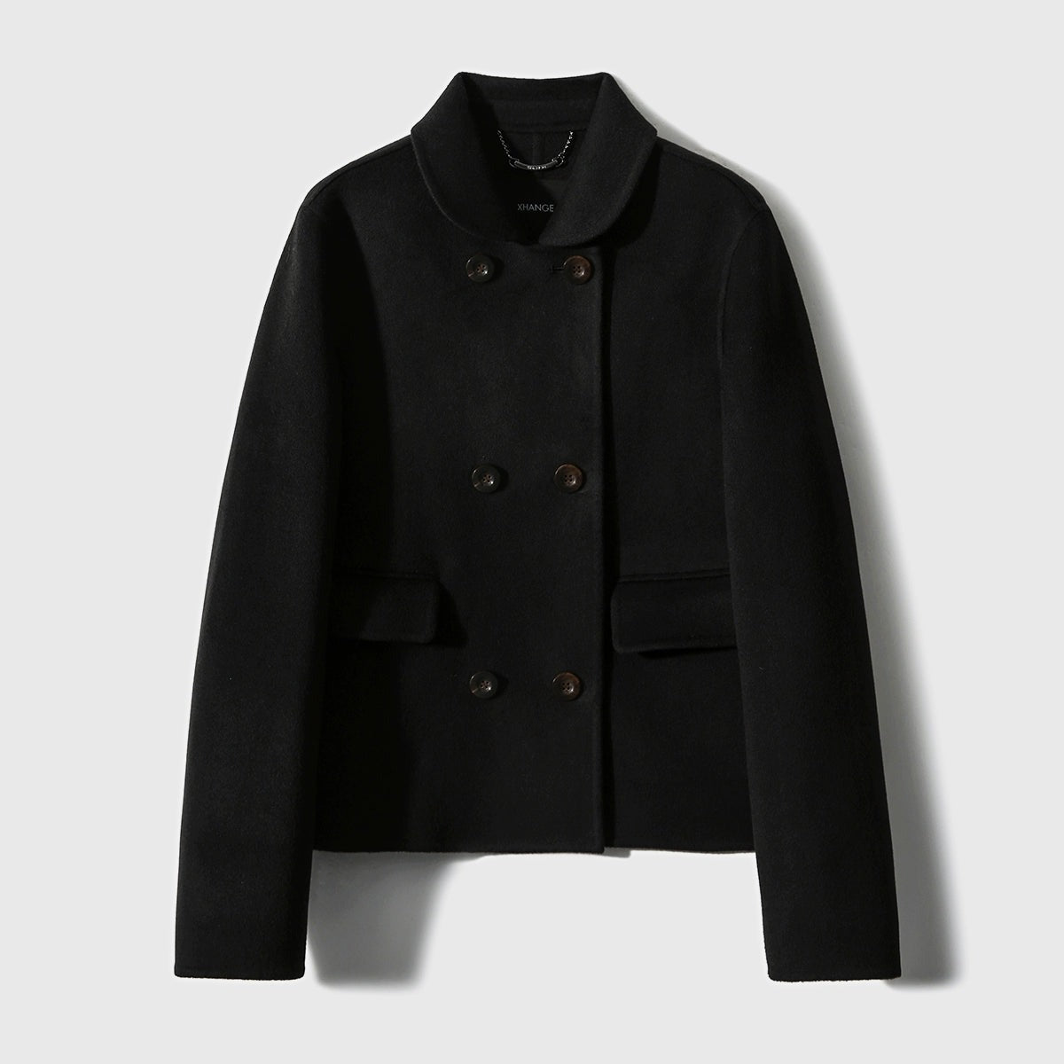 Xhange Elegant Wool & Cashmere Coat Jacket Women - ShopKing.com