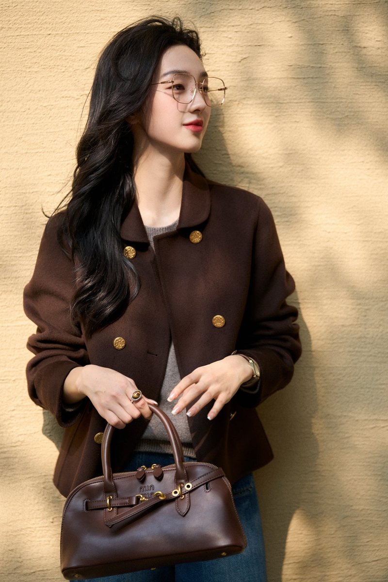 Xhange Elegant Wool & Cashmere Coat Jacket Women - ShopKing.com