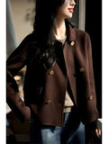 Xhange Elegant Wool & Cashmere Coat Jacket Women - ShopKing.com