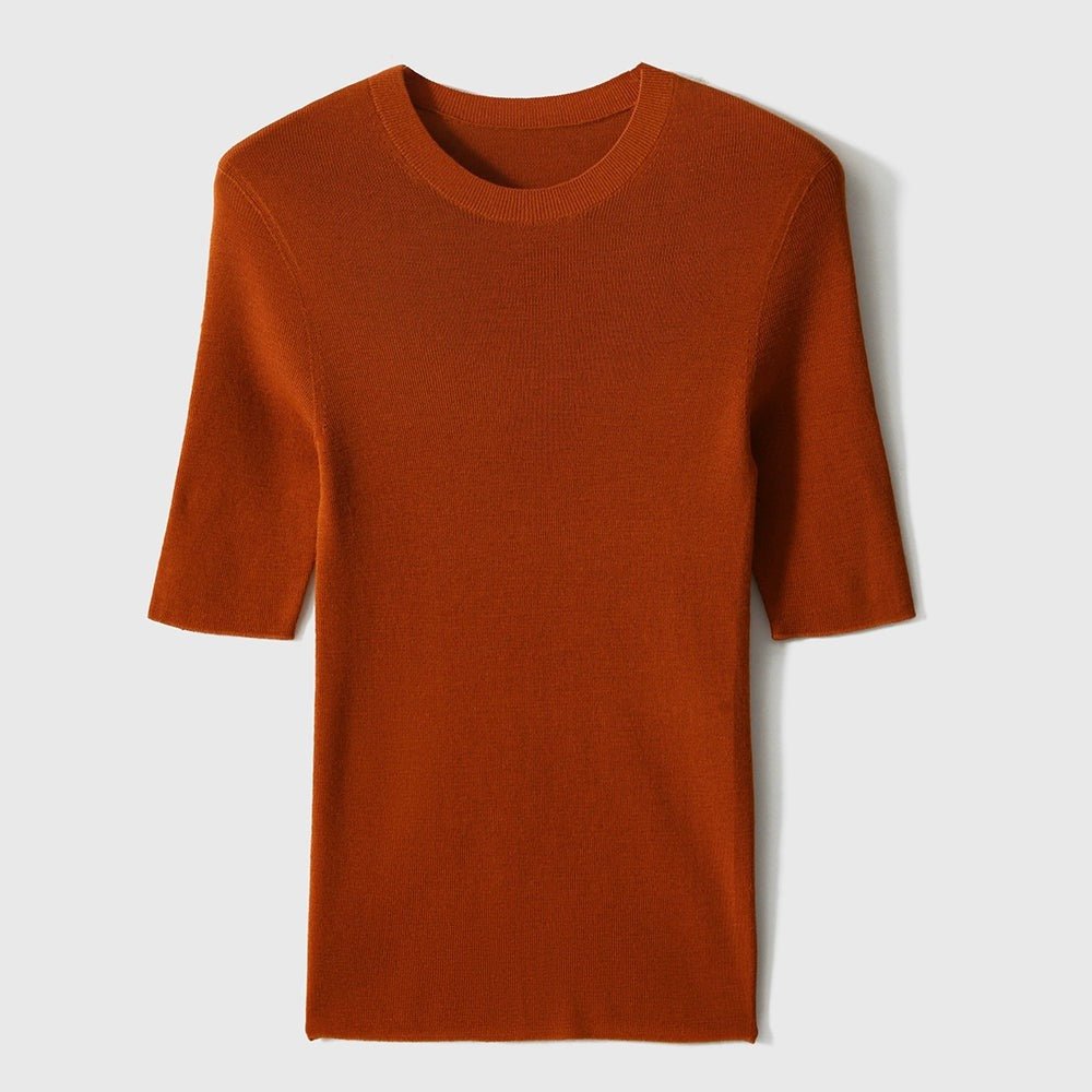 Xhange Lightweight Seamless Round Neck Wool Sweater - ShopKing.com